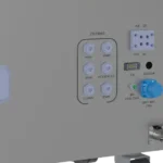 Close-up view of the back of the Adaptive SUB Control Panel showing various Ethernet ports and gas connections for O2, CO2, N2, and load cell inputs.