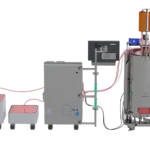 Back view of Adaptive SUB Control System with ThermoFisher HyPerforma SUB, displaying the Ethernet ports for main, ATF, rocker, and floor scale connections, and ports for air, CO2, N2, O2, agitator, and load cells.