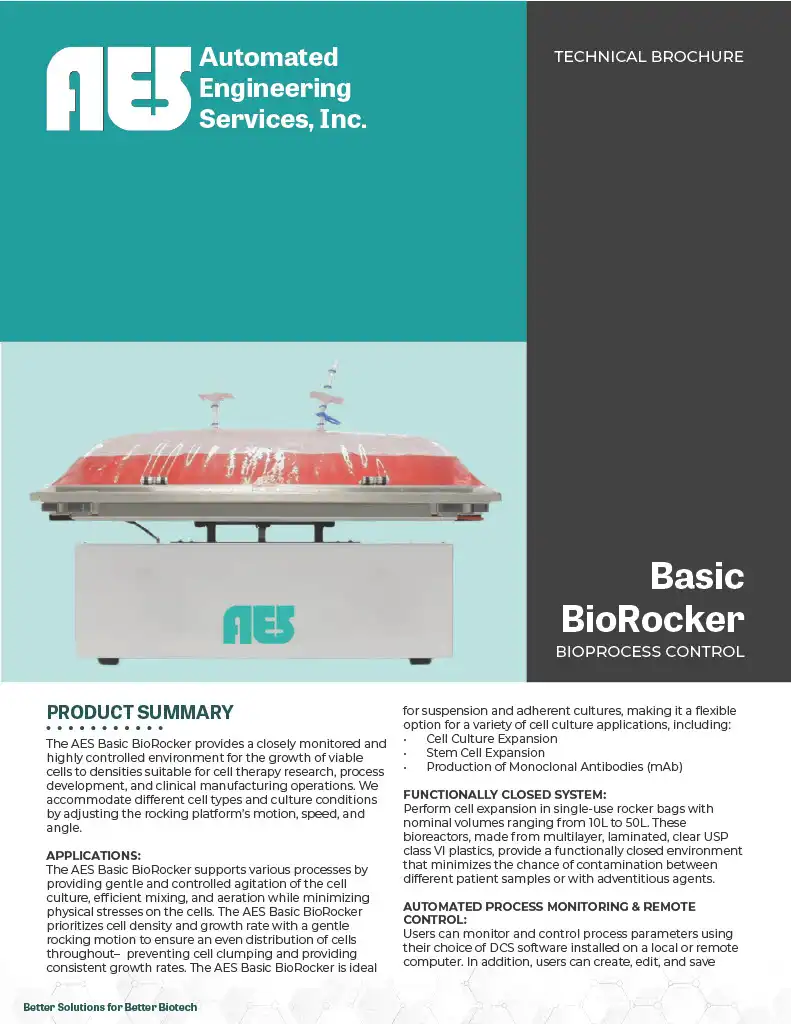 AES Automated Engineering Services, Inc. Basic BioRocker, Bioprocess Control.